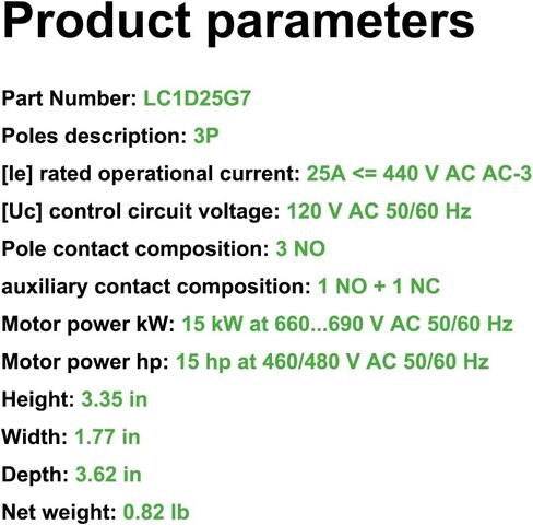 LNKWEL LC1D25G7 Non-Reversing Contactor 25A 3 Pole 120VAC Coil 1NO 1NC 50/60Hz in Saudi Arabia