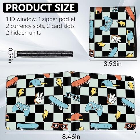 Boys Wallet Gamepad Leather Wallets Credit Id Card Cash Holder Black Rfid Blocking Zipper Cute Cool Funny Aesthetic Wallets With Coin Pocket Id Window Teen Wallets for Boys Teenager Wallet (Soccer) in Saudi Arabia