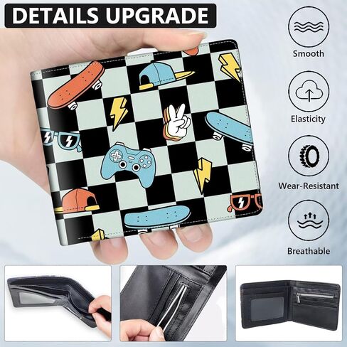 Boys Wallet Gamepad Leather Wallets Credit Id Card Cash Holder Black Rfid Blocking Zipper Cute Cool Funny Aesthetic Wallets With Coin Pocket Id Window Teen Wallets for Boys Teenager Wallet (Soccer) in Saudi Arabia