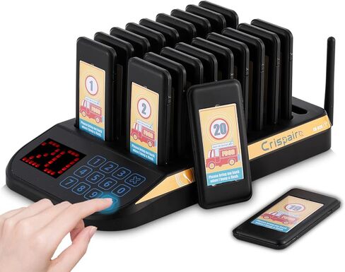 نظام النداء الخاص بالمطاعم من Crispaire للمطاعم التي تنتظر الطنين، نظام الاتصال اللاسلكي، جهاز الاتصال الاجتماعي، مسافة العمل الطويلة، وظيفة كتم الصوت، شاحنة الطعام، مستشفى الكنيسة (12 جهاز استدعاء) in Saudi Arabia