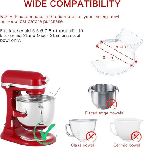 درع صب المطبخ Kitchenaid 5.5 Quart - درع صب خالٍ من المتاعب وفعال لمساعد المطبخ 5.5 6 7 8 Quart أوعية من الفولاذ المقاوم للصدأ - واقي مثالي من الرش لخلاطات حامل رفع الوعاء in Kuwait