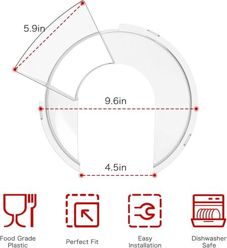 درع صب المطبخ Kitchenaid 5.5 Quart - درع صب خالٍ من المتاعب وفعال لمساعد المطبخ 5.5 6 7 8 Quart أوعية من الفولاذ المقاوم للصدأ - واقي مثالي من الرش لخلاطات حامل رفع الوعاء in Kuwait