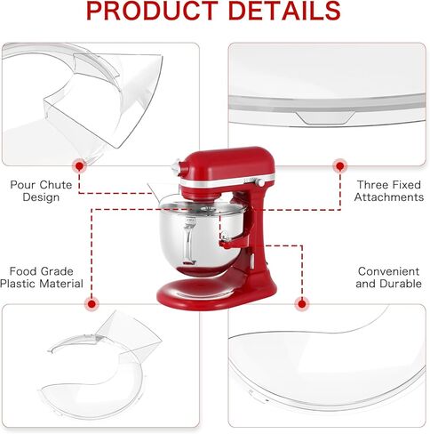 درع صب المطبخ Kitchenaid 5.5 Quart - درع صب خالٍ من المتاعب وفعال لمساعد المطبخ 5.5 6 7 8 Quart أوعية من الفولاذ المقاوم للصدأ - واقي مثالي من الرش لخلاطات حامل رفع الوعاء in Kuwait