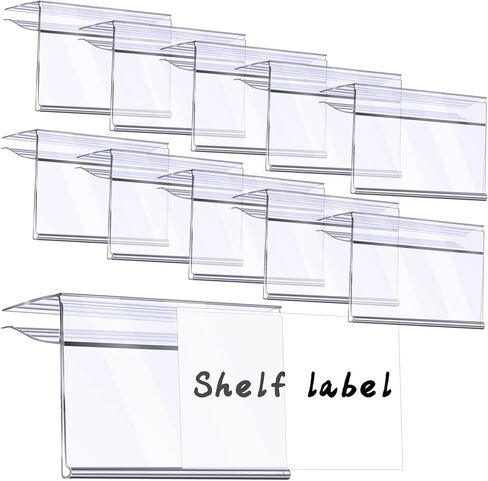 Retainbre 1.25 x 3 Inches 100PC Shelf Label Holder Plastic Wire Shelf Label Holder Price Tag Holder Shelf Tags for Wire Shelving 0.15'' to 0.4'' Wood Glass Shelves Sign Price Tags in Kuwait