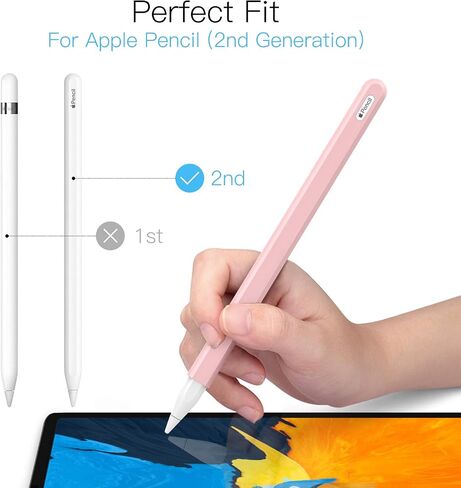 MoKo Pencil Case for Apple Pencil 2nd Generation, [2 Pieces] Protective Silicone Apple Pencil 2nd Generation Pencil Holder Sleeve and Protective Nib Cover for Apple Pencil 2, Soft Pink in Saudi Arabia