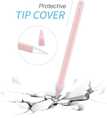 MoKo Pencil Case for Apple Pencil 2nd Generation, [2 Pieces] Protective Silicone Apple Pencil 2nd Generation Pencil Holder Sleeve and Protective Nib Cover for Apple Pencil 2, Soft Pink in Saudi Arabia
