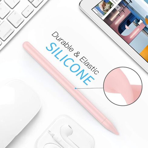 MoKo Pencil Case for Apple Pencil 2nd Generation, [2 Pieces] Protective Silicone Apple Pencil 2nd Generation Pencil Holder Sleeve and Protective Nib Cover for Apple Pencil 2, Soft Pink in Saudi Arabia