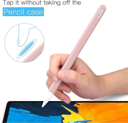 MoKo Pencil Case for Apple Pencil 2nd Generation, [2 Pieces] Protective Silicone Apple Pencil 2nd Generation Pencil Holder Sleeve and Protective Nib Cover for Apple Pencil 2, Soft Pink in Saudi Arabia