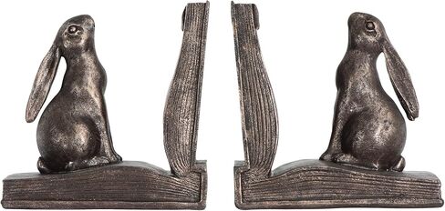 Creative Co-Op Decorative Rustic Resin Rabbit on Book Bookends, Bronze, Set of 2 in Saudi Arabia