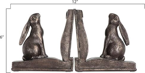 Creative Co-Op Decorative Rustic Resin Rabbit on Book Bookends, Bronze, Set of 2 in Saudi Arabia