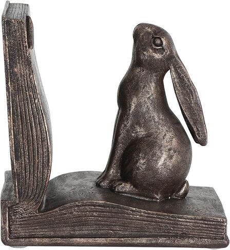 Creative Co-Op Decorative Rustic Resin Rabbit on Book Bookends, Bronze, Set of 2 in Saudi Arabia
