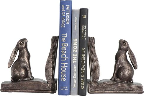 Creative Co-Op Decorative Rustic Resin Rabbit on Book Bookends, Bronze, Set of 2 in Saudi Arabia