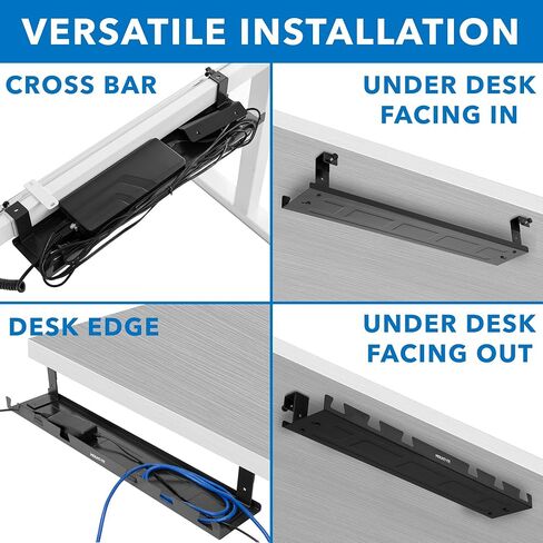 MOUNT-IT! Under Desk Cable Tray [23" Length] Wire Management Basket for Desktop Computers, Laptops, Sit Stand Desks and Workstations (Black) in Saudi Arabia