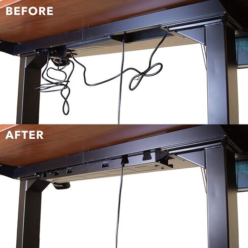 MOUNT-IT! Under Desk Cable Tray [23" Length] Wire Management Basket for Desktop Computers, Laptops, Sit Stand Desks and Workstations (Black) in Saudi Arabia