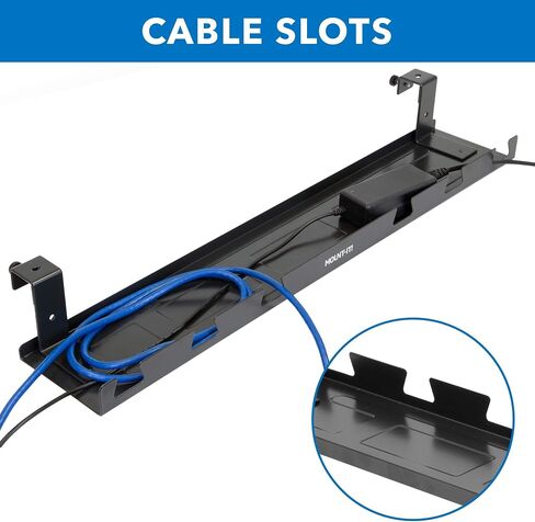 MOUNT-IT! Under Desk Cable Tray [23" Length] Wire Management Basket for Desktop Computers, Laptops, Sit Stand Desks and Workstations (Black) in Saudi Arabia