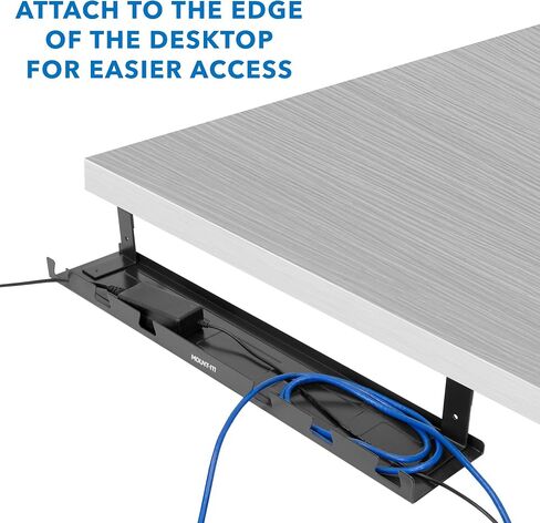 MOUNT-IT! Under Desk Cable Tray [23" Length] Wire Management Basket for Desktop Computers, Laptops, Sit Stand Desks and Workstations (Black) in Saudi Arabia