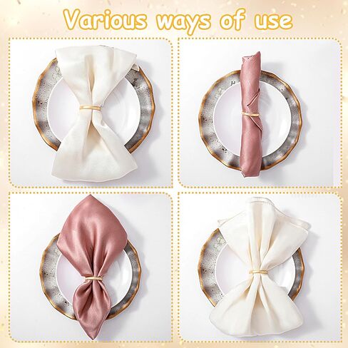 Dimeho 6 Pcs Gold Napkin Rings Stainless Steel Serviette Holder Semicircle Metallic Modern Napkin Buckles Table Setting Decor for Dinner Wedding Party Christmas Banquet Valentine's Day in Saudi Arabia