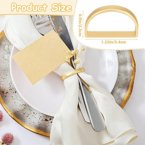 Dimeho 6 Pcs Gold Napkin Rings Stainless Steel Serviette Holder Semicircle Metallic Modern Napkin Buckles Table Setting Decor for Dinner Wedding Party Christmas Banquet Valentine's Day in Saudi Arabia