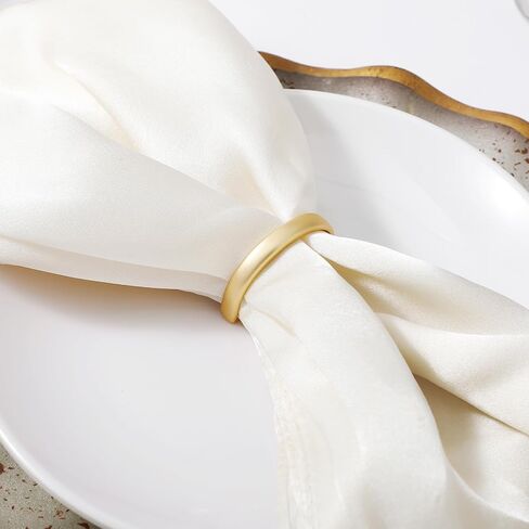 Dimeho 6 Pcs Gold Napkin Rings Stainless Steel Serviette Holder Semicircle Metallic Modern Napkin Buckles Table Setting Decor for Dinner Wedding Party Christmas Banquet Valentine's Day in Saudi Arabia