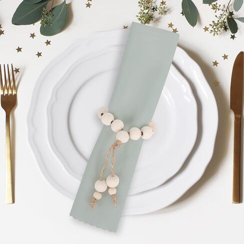 Yagoo Napkin Rings Set of 6, Handmade Farmhouse Wood Beaded Napkin Ring Set for Wedding, Banquet, Party, Dinner Table Decor (Purple) in Saudi Arabia