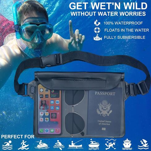 2 Packs Waterproof Fanny Pack with Phone Pouch and Adjustable Strap Keep Passport, Valuables Dry Belt Bag Swimming, Surfing, Rafting, Marine Outdoor Essential Tools Water Proof Waist Pouches in Saudi Arabia