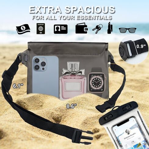 2 Packs Waterproof Fanny Pack with Phone Pouch and Adjustable Strap Keep Passport, Valuables Dry Belt Bag Swimming, Surfing, Rafting, Marine Outdoor Essential Tools Water Proof Waist Pouches in Saudi Arabia