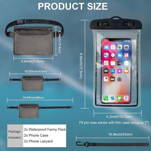 2 Packs Waterproof Fanny Pack with Phone Pouch and Adjustable Strap Keep Passport, Valuables Dry Belt Bag Swimming, Surfing, Rafting, Marine Outdoor Essential Tools Water Proof Waist Pouches in Saudi Arabia