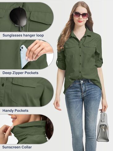 mosingle Women's UPF 50 UV Long Sleeve Sun Protection Shirts Quick Dry for Hiking Camping Fishing Travel Shirt in Saudi Arabia