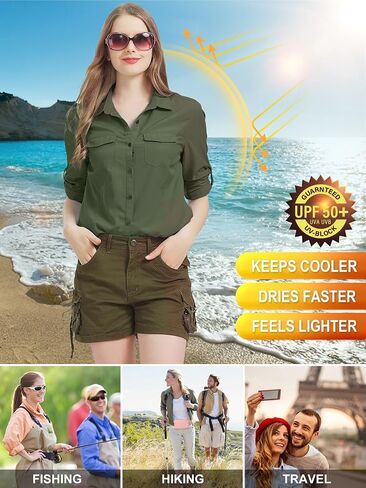mosingle Women's UPF 50 UV Long Sleeve Sun Protection Shirts Quick Dry for Hiking Camping Fishing Travel Shirt in Saudi Arabia
