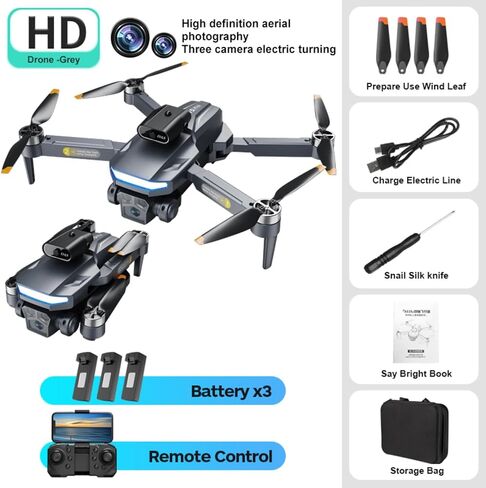 وضع التدفق البصري للطائرة بدون طيار HOTOSYY، تعديل كهربائي، تجنب عوائق الكاميرا الثلاثة، محرك بدون فرش، طائرة بدون طيار للكاميرا الرمادية، مناسبة للمبتدئين والكبار (ثلاث بطاريات) in Kuwait