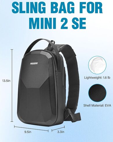 حافظة PEKREWS Mini 2 SE، حقيبة حمل صلبة مقاومة للماء محمولة للسفر بدون طيار وحقيبة ظهر متوافقة مع DJI Mini 4K/ Mini 2/ Mini 2 SE Fly More Combo Accessories، أسود in Saudi Arabia