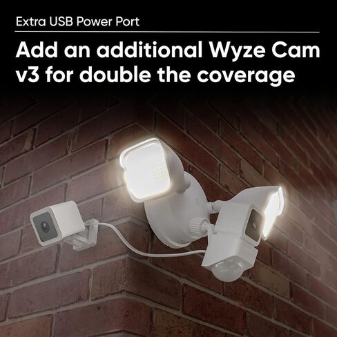 Wyze Cam Floodlight مع 2600 Lumen LEDs، وكاميرا أمان ذكية خارجية سلكية 1080p HD IP65، رؤية ليلية ملونة، كشف حركة قابل للتخصيص 270 درجة، صفارة إنذار 105 ديسيبل، وصوت ثنائي الاتجاه (متجدد) in Saudi Arabia