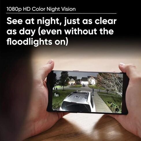 Wyze Cam Floodlight مع 2600 Lumen LEDs، وكاميرا أمان ذكية خارجية سلكية 1080p HD IP65، رؤية ليلية ملونة، كشف حركة قابل للتخصيص 270 درجة، صفارة إنذار 105 ديسيبل، وصوت ثنائي الاتجاه (متجدد) in Saudi Arabia
