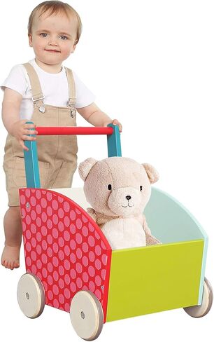 لابيب - مشاية أطفال للبنات والأولاد، لعبة مشاية ذات 4 عجلات، عربة دفع/سحب للأطفال، مشاية تعلم الطفل، لعبة دفع للأطفال الصغار لعمر 1-3 سنوات، مشاية للرضع للأنشطة الخارجية، عربة أطفال خشبية باللون الأخضر in Kuwait