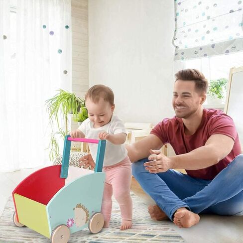 لابيب - مشاية أطفال للبنات والأولاد، لعبة مشاية ذات 4 عجلات، عربة دفع/سحب للأطفال، مشاية تعلم الطفل، لعبة دفع للأطفال الصغار لعمر 1-3 سنوات، مشاية للرضع للأنشطة الخارجية، عربة أطفال خشبية باللون الأخضر in Kuwait