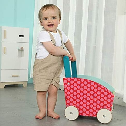 لابيب - مشاية أطفال للبنات والأولاد، لعبة مشاية ذات 4 عجلات، عربة دفع/سحب للأطفال، مشاية تعلم الطفل، لعبة دفع للأطفال الصغار لعمر 1-3 سنوات، مشاية للرضع للأنشطة الخارجية، عربة أطفال خشبية باللون الأخضر in Kuwait
