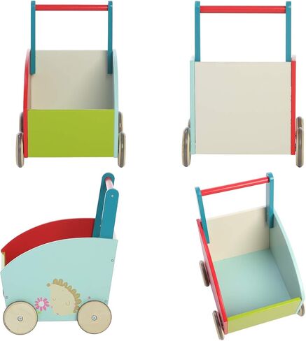 لابيب - مشاية أطفال للبنات والأولاد، لعبة مشاية ذات 4 عجلات، عربة دفع/سحب للأطفال، مشاية تعلم الطفل، لعبة دفع للأطفال الصغار لعمر 1-3 سنوات، مشاية للرضع للأنشطة الخارجية، عربة أطفال خشبية باللون الأخضر in Kuwait