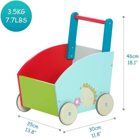 لابيب - مشاية أطفال للبنات والأولاد، لعبة مشاية ذات 4 عجلات، عربة دفع/سحب للأطفال، مشاية تعلم الطفل، لعبة دفع للأطفال الصغار لعمر 1-3 سنوات، مشاية للرضع للأنشطة الخارجية، عربة أطفال خشبية باللون الأخضر in Kuwait