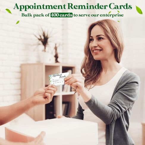 400 Pcs Appointment Cards Kraft Appointment Reminder Cards Bulk Client Appointment Cards for Business Dentist Therapist Doctor Hair Salon Nail Spa Grooming Restaurants Recall Service (Leaves Style) in Saudi Arabia