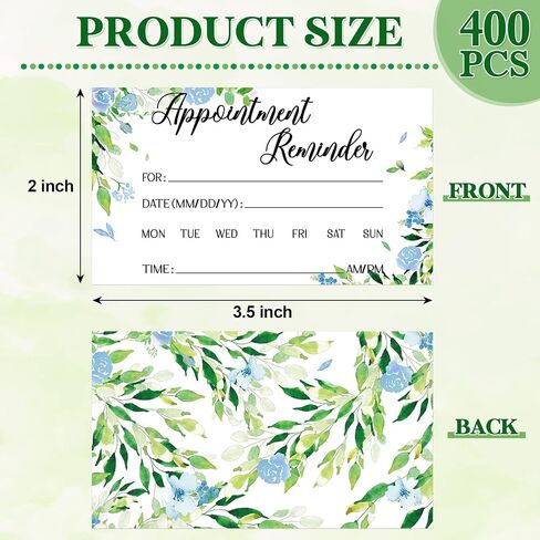 400 Pcs Appointment Cards Kraft Appointment Reminder Cards Bulk Client Appointment Cards for Business Dentist Therapist Doctor Hair Salon Nail Spa Grooming Restaurants Recall Service (Leaves Style) in Saudi Arabia