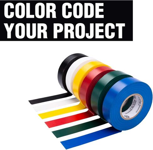 Cambridge Vinyl Electrical Tape, 3/4-In x 60-Ft x 7 Mil, Black, 10-Rolls, Indoor/Outdoor Use, Flame Retardant, Water Resistant, UL/CSA Listed, Industrial and Contractor Grade in Saudi Arabia