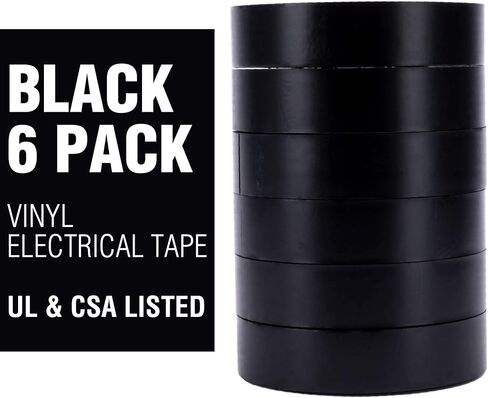 Cambridge Vinyl Electrical Tape, 3/4-In x 60-Ft x 7 Mil, Black, 10-Rolls, Indoor/Outdoor Use, Flame Retardant, Water Resistant, UL/CSA Listed, Industrial and Contractor Grade in Saudi Arabia