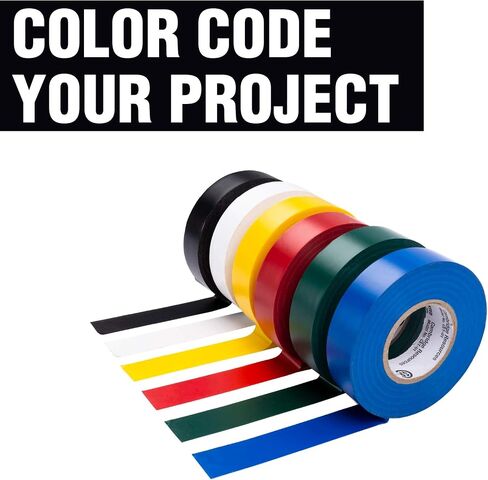 Cambridge Vinyl Electrical Tape, 3/4-In x 60-Ft x 7 Mil, Black, 10-Rolls, Indoor/Outdoor Use, Flame Retardant, Water Resistant, UL/CSA Listed, Industrial and Contractor Grade in Saudi Arabia