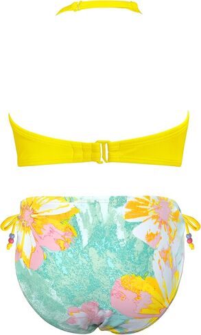 SHEKINI Girls Two Piece Bandeau Swimsuit Halter Bikini Top Drawstring Floral Print Bikini Set in Saudi Arabia