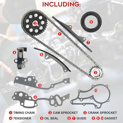 مجموعة سلسلة توقيت المحرك PUENGSI، مجموعة سلسلة التوقيت متوافقة مع 1974-1982 Toyota Carina Celica Corona Mark Hilux SOHC 8V 2.0L/2.2L استبدال # 1350638010 in Kuwait