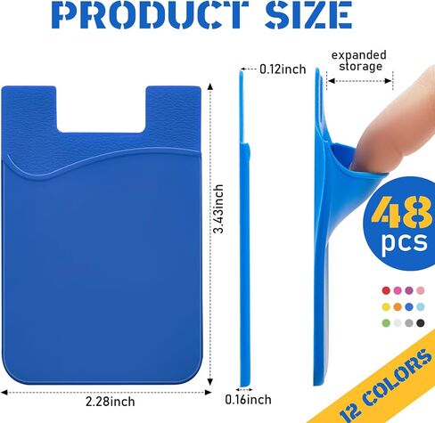 Kanayu 48 Pcs Cell Phone Wallet Silicone Adhesive Phone Card Holder Stick on Wallet for Phone Case Phone Pocket Card Holder for Most Phones, 12 Colors in Saudi Arabia