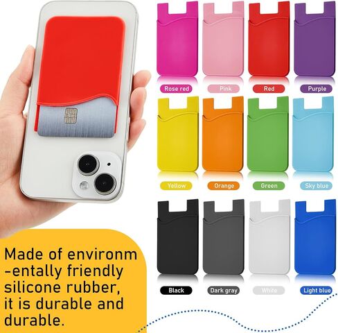 Kanayu 48 Pcs Cell Phone Wallet Silicone Adhesive Phone Card Holder Stick on Wallet for Phone Case Phone Pocket Card Holder for Most Phones, 12 Colors in Saudi Arabia