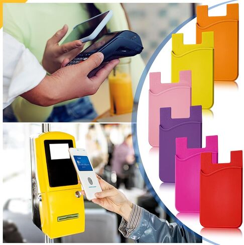 Kanayu 48 Pcs Cell Phone Wallet Silicone Adhesive Phone Card Holder Stick on Wallet for Phone Case Phone Pocket Card Holder for Most Phones, 12 Colors in Saudi Arabia
