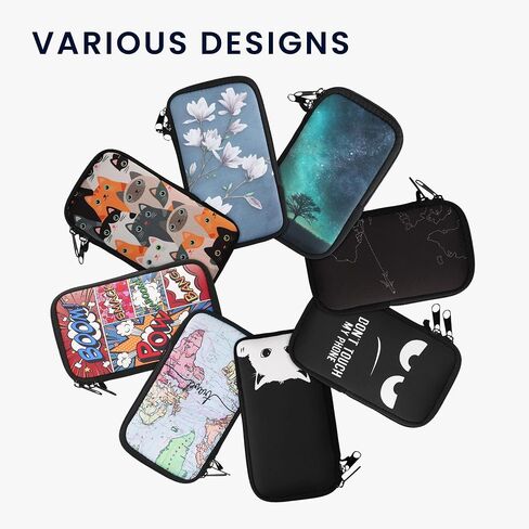 kwmobile Neoprene Sleeve for Smartphone Size XXL - 7" - Shock Absorbing Pouch Case - Protective Phone Bag - Girl and Books Black/Beige in Saudi Arabia