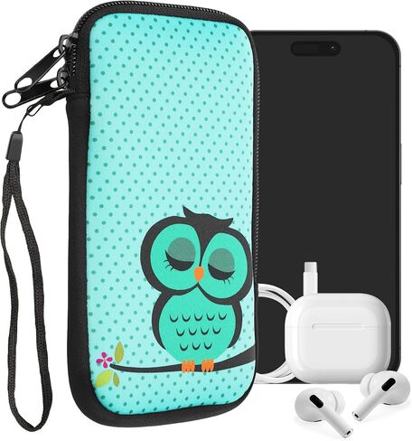 kwmobile Neoprene Sleeve for Smartphone Size XXL - 7" - Shock Absorbing Pouch Case - Protective Phone Bag - Summer Daisy Blue/White/Yellow in Saudi Arabia